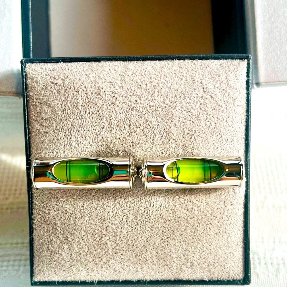 Silver Tone Spirit Level Bubble Level‎ Cufflinks Novelty Engineer Architect Gift